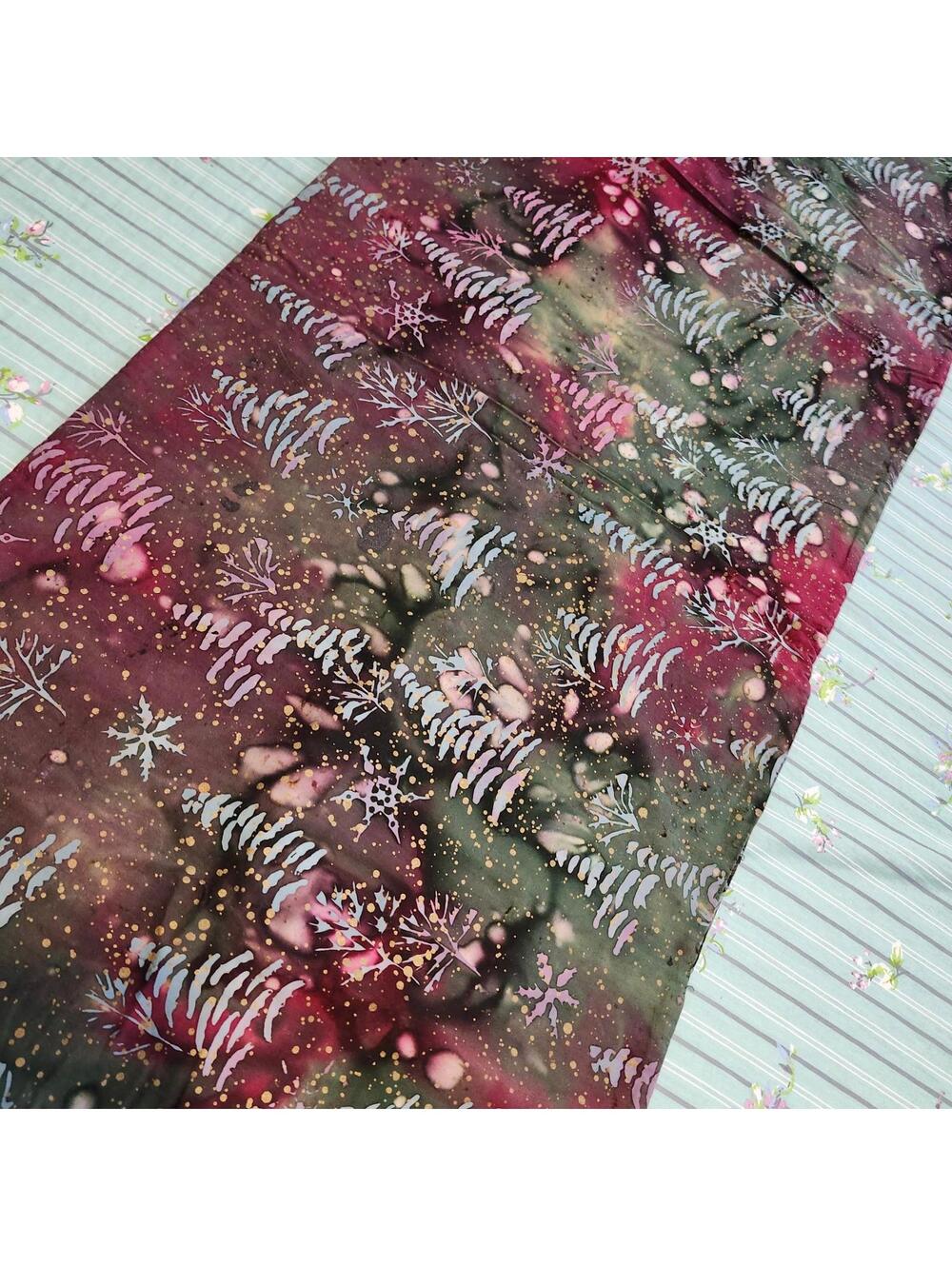 Handmade Batik Table Runner Christmas Trees Holiday Decor Unique Design